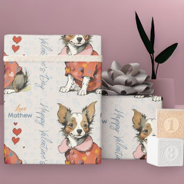 Papel De Presente Um Chihuahua fofo num cartão de Dia de os namorado