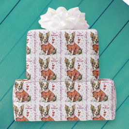 Papel De Presente Um Chihuahua fofo num cartão de Dia de os namorado