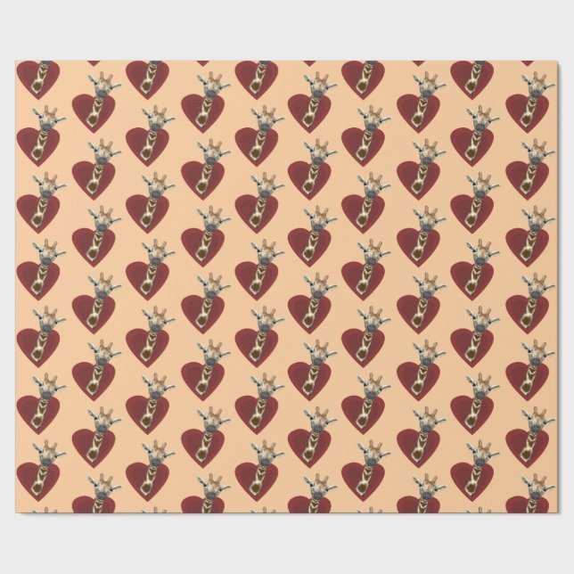 Papel De Presente Um Coração Para Girafas (Barra)