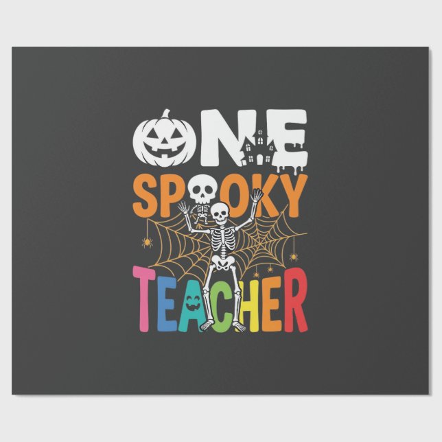 Papel De Presente Um Design de Halloween de Professor Assustador_1 (Aberto)