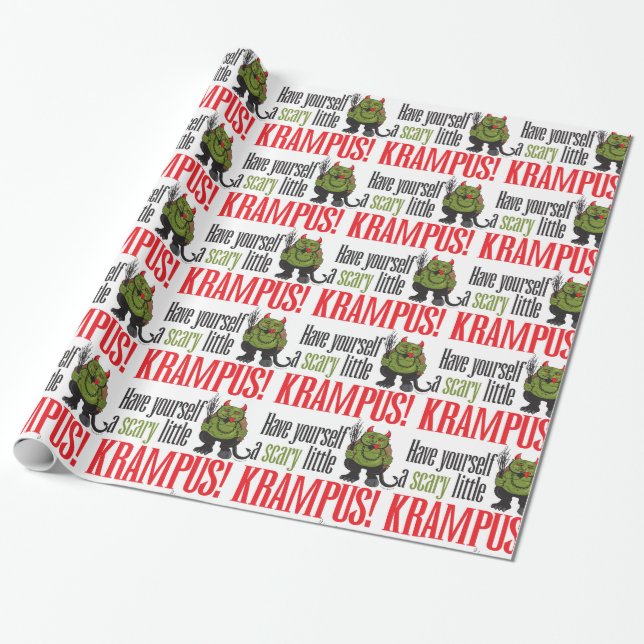 Papel De Presente Um envoltório pequeno assustador de Krampus (Desenrolado)
