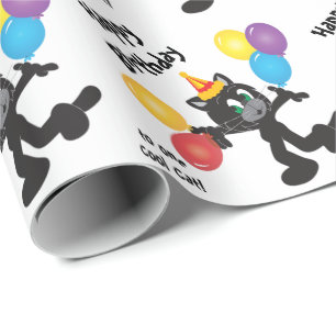 Papel De Presente Um feliz aniversario legal do gato  