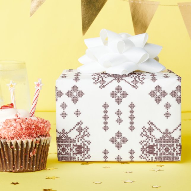 Papel De Presente um fundo branco com um padrão vermelho (Festa de aniversário)