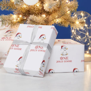 Papel De Presente Um Ganso Alegre Moderno Primeiro Aniversário de De