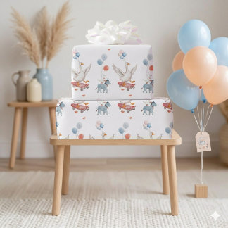 Papel De Presente Um Ganso Tolo Aniversário de 1 ano Aquarela Saudaç