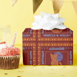 Papel De Presente Um Gato Laranja E O Lover Da Lua Personalizaram