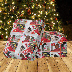 Papel De Presente Um Monograma Vermelho de Natal Cria Sua Própria F
