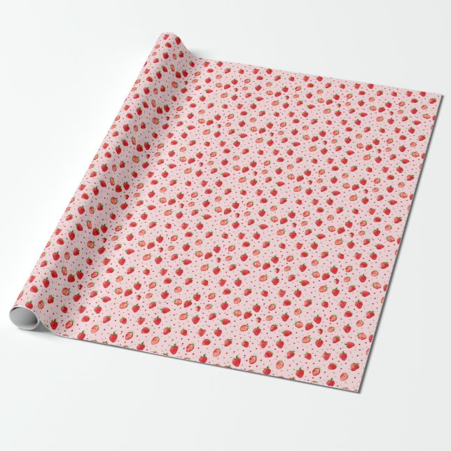 Papel De Presente Um Morango Por Dia Afasta A Tristeza (Desenrolado)