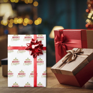 Papel De Presente Um Nome de Família de Natal Muito Alegre Moderno
