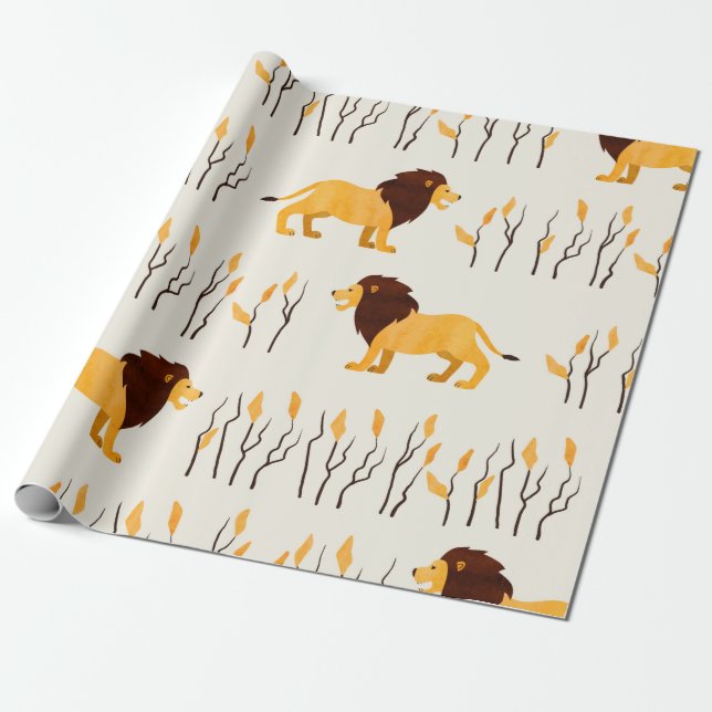 Papel De Presente Um padrão africano perfeito com leão bonito. vinta (Desenrolado)