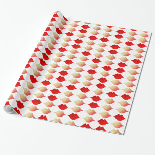 Papel De Presente um padrão de lábios vermelhos.
