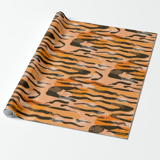 Papel De Presente Um padrão de tigre perfeito, cor de pêssego (Desenrolado)