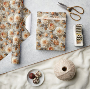 Papel De Presente Um padrão floral delicado e vítreo.