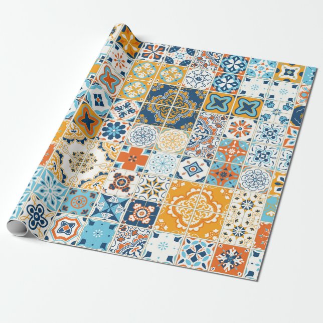 Papel De Presente Um padrão perfeito com azulejos portugueses. ídolo (Desenrolado)