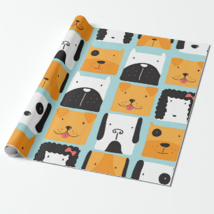 Papel De Presente Um padrão perfeito com cães bonitos. 