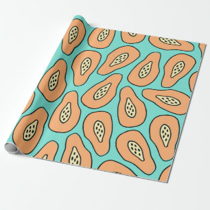 Papel De Presente Um padrão perfeito com papaias desenhados à mão
