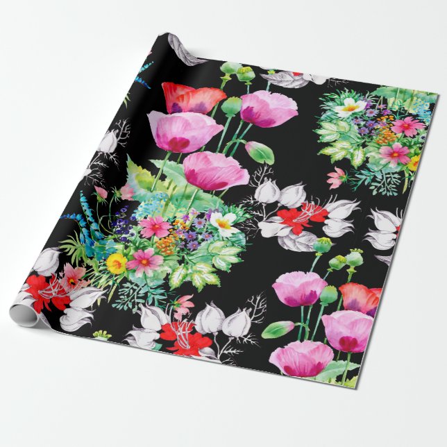 Papel De Presente Um padrão perfeito sobre fundo preto. Doença color (Desenrolado)