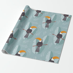 Papel De Presente Um padrão sem costura com um tucano de papagaio d