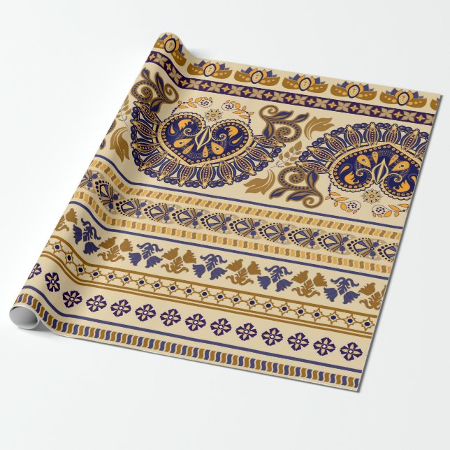 Papel De Presente Um padrão sem costura egípcio distribuído. Floral  (Desenrolado)