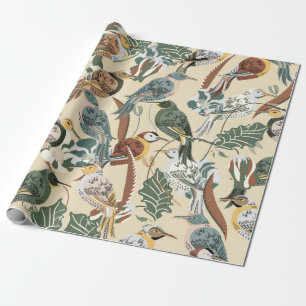 Papel De Presente Um padrão tropical perfeito. Impressão com aves ex