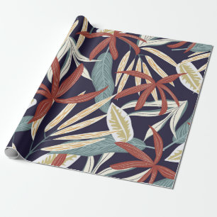 Papel De Presente Um padrão uniforme criativo com plantas tropicais