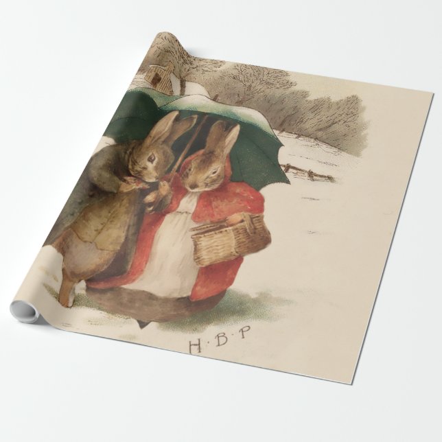 Papel De Presente "Um par feliz" por Beatrix Potter (Desenrolado)
