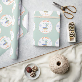 Papel De Presente Um Pato Sortudo & Bolhas Aniversário de Um Ano Pa