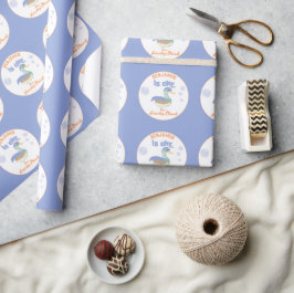 Papel De Presente Um Pato Sortudo & Bolhas Aniversário de Um Ano Pa