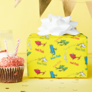 Papel De Presente Um Peixe Dois Peixes Padrão Amarelo