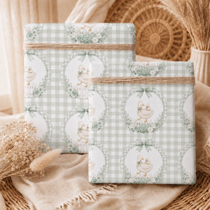 Papel De Presente Um Pequeno Chalé Verde Cottagecore da Gansa Boba