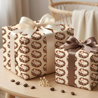 Papel De Presente Um Pequeno Grão Está Preparando o Chá de Bebê
