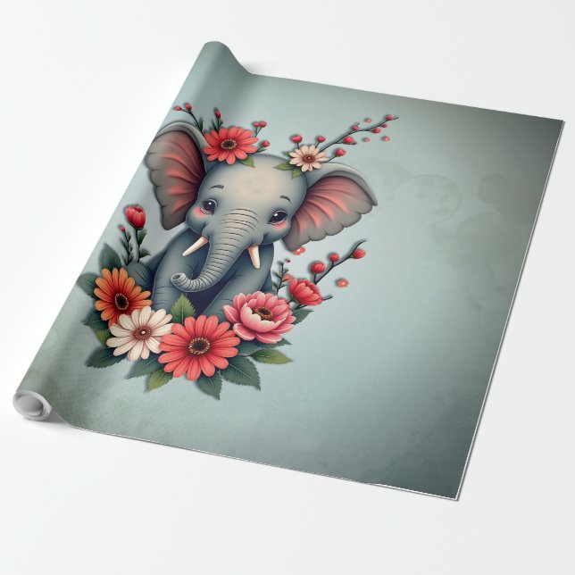 Papel De Presente Um toque do verão: O bebê elefante (Desenrolado)