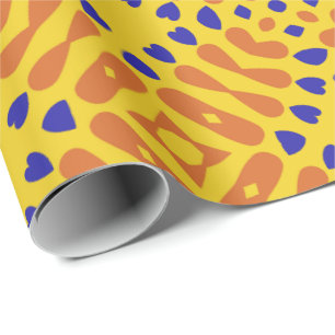 Papel De Presente Um vibrante padrão geométrico com laranja repetiti