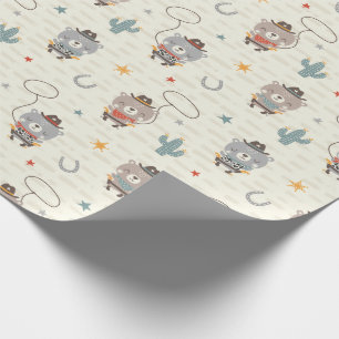 Papel De Presente Um Xerife Gatinho Gelado Bear em Creme