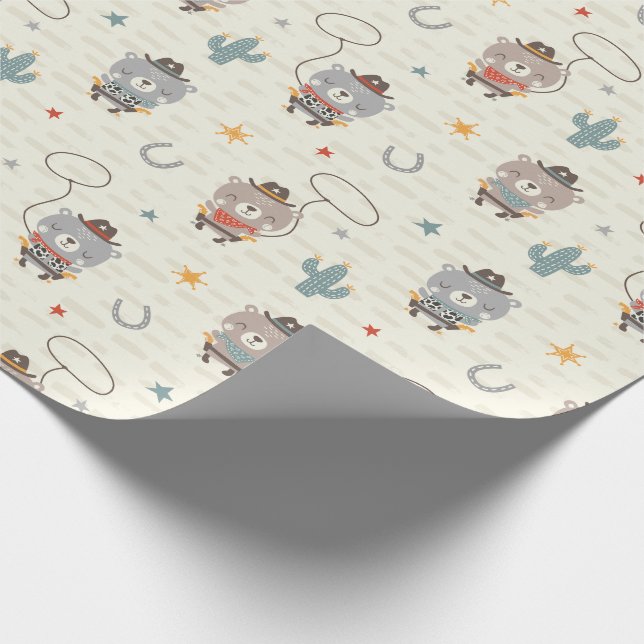 Papel De Presente Um Xerife Gatinho Gelado Bear em Creme (Ponta)
