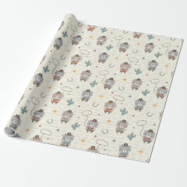 Papel De Presente Um Xerife Gatinho Gelado Bear em Creme