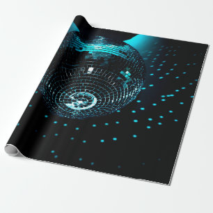 Papel De Presente Uma bola de disco brilhante pendura sobre um fundo
