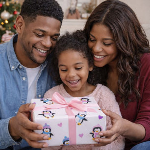 Papel De Presente Uma cena bonito do pinguim