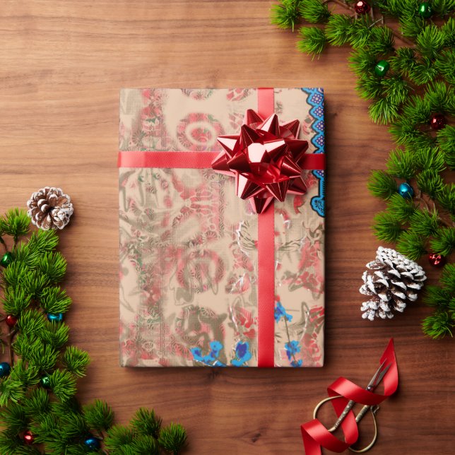 Papel De Presente uma fotografia de um cachecol azul e bege (Presente de Natal)
