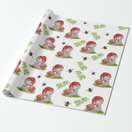 Papel De Presente Uma mosca florestal colorida e um caracol