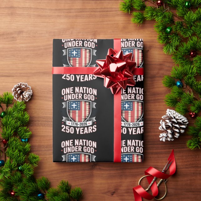 Papel De Presente Uma Nação Sob Deus 1776 2026 (Presente de Natal)