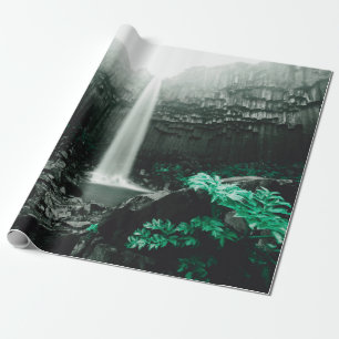 Papel De Presente Uma vista incrível da cachoeira de Svartifoss. Ima