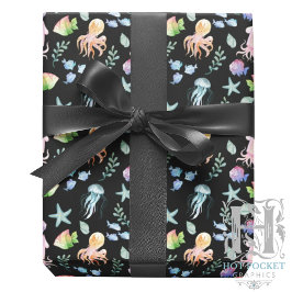 Papel De Presente Under the Sea Gift Wrapping Paper - Black