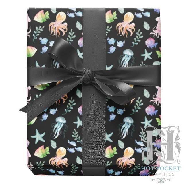 Papel De Presente Under the Sea Gift Wrapping Paper - Black (Criador carregado)