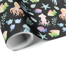 Papel De Presente Under the Sea Gift Wrapping Paper - Black