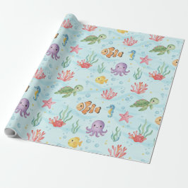 Papel De Presente Under the Sea Party Colourful Ocean Creatures