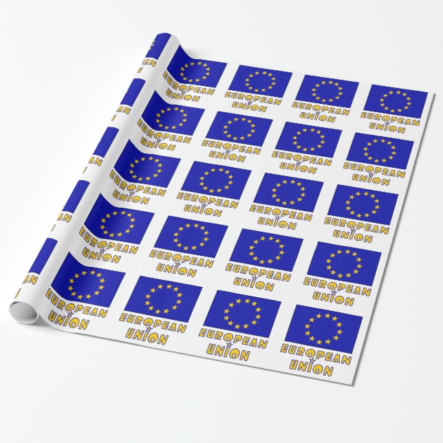 Papel De Presente União Europeia e Bandeira da UE (Desenrolado)
