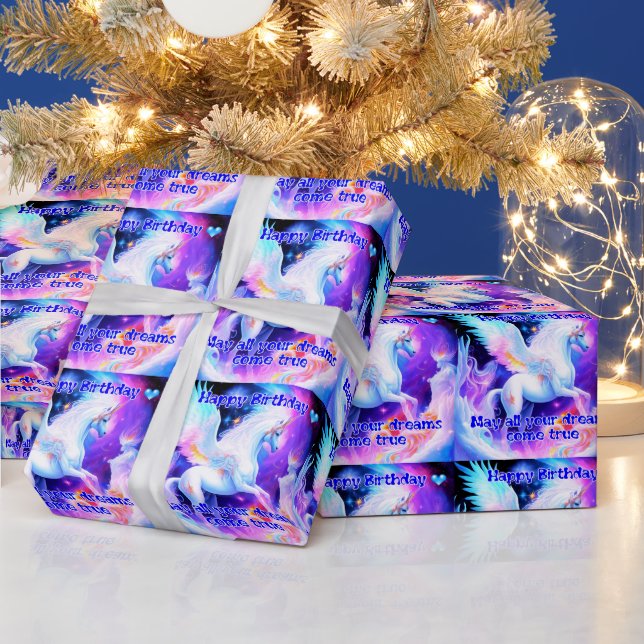 Papel De Presente Unicorn Aniversário (Feriados)