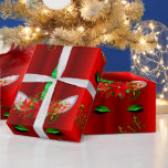 Papel De Presente Unicorn Natal Acredite no Vermelho<br><div class="desc">Um belo, verde e vermelho papel de embrulho de Natal de unicórnio, que apresenta um padrão de faces festivas de unicórnio em verde e branco, com poinsettia nas suas cabeças, cornos verdes reluzentes e pálpebras verdes grandes, todos sobre um fundo vermelho metálico. A mensagem de Natal em ouro diz "Acredite"....</div>