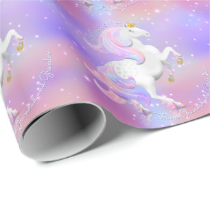 Papel De Presente Unicorn Princess Candy Floss Sparkles Personalizad